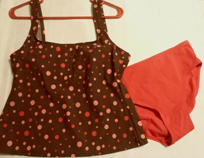 Traje de baño BAREFOOT MISS talla 10 marrón lunares correa sin mangas talla 12 Liz parte inferior de natación Foto 1 de 3