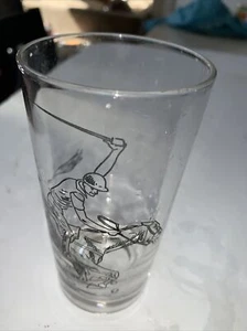 DRINKING GLASS Man on Horse Playing Polo 8 oz Lacross - Picture 1 of 2