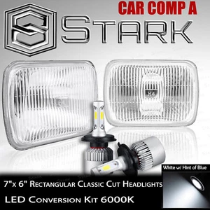 H6054 / H6052 / H6014 Head Light Glass Housing Lamp Chrome - 7x6 LED Kit 6K (A) - Picture 1 of 3