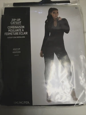 AMSCAN SEXY BLACK HALLOWEEN ZIP UP CATSUIT NEW IN PACKAGE  ADULT S/M - Image 1 of 2