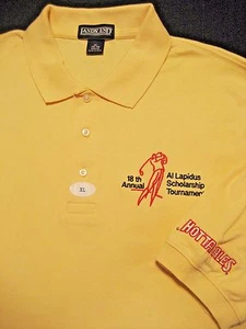 NWOT Golden Yellow Men’s Lands’ End Size M Polo Cotton Golf Shirt w Logos. - Picture 1 of 2