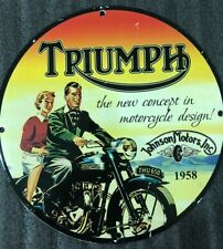 1950's Triumph Motorcycles - Johnson Motors Inc. Vintage Porcelain Enamel Sign