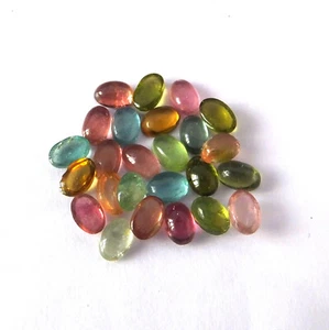 Multi Color Tourmaline Cabochon 6X4 mm Oval Natural Loose Gemstone 25 Pieces Lot - Picture 1 of 4