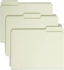 Smead Pressboard File Folder, 1/3-Cut Tab, 1" Expansion, Letter Size, Gray/Green