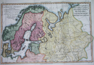 1780 rare ORIGINAL MAP SWEDEN NORWAY FINLAND POLAND DENMARK ESTONIA BALTIC SEA