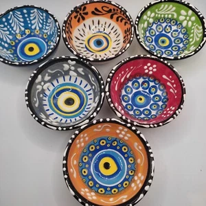 Hand Painted Ceramic 1 Bowl (8 cm) - Handmade Turkish Pottery Description - Picture 1 of 21