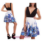 Women's Dress Minidress Suit Skirt Revolves Flowers V Neck Cups New CJ-2127