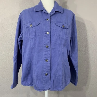 Chaqueta estilo de mezclilla de algodón periwinkle para mujer Chico’s bolsillos clásica talla 2/L Foto 1 de 4