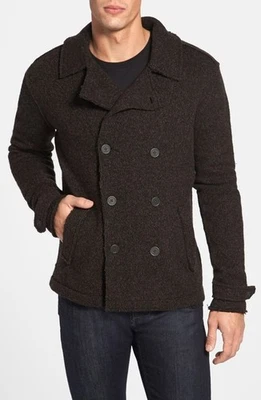 John Varvatos Star USA Raw Edge Gray Wool Sweater Peacoat Soft Jacket Men L - Image 1 of 4