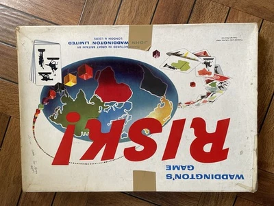 Vintage Original Risk Board Game Waddingtons 1960s, White Box Edition  - Image 1 of 3
