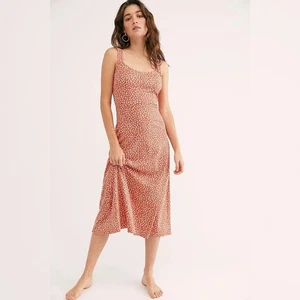 Free People Lorelei Tie Back Midi Dress Red Women's Size XL - Picture 1 of 12