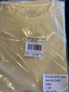 Neu mit Etikett LL Bean Carefree unshrinkable Tee Langarm-T-Shirt für Herren Butter L Tall - Bild 1 von 5