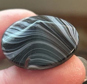 ANTIQUE Black Gray Slag Glass Button Pointed Dome 1” Nice - Picture 1 of 6
