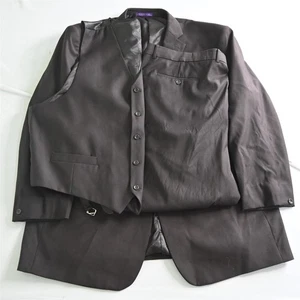 Vinci 52L 46x30 Brown 3 Piece Vest Mens Jacket Pants Suit - Picture 1 of 12