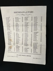 40s 50s Antique Birthday Home Addresses of the Stars Celebrity Poster Guide Film - Picture 1 of 2
