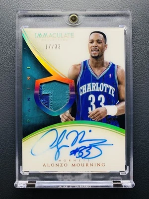 2013-14 Panini Immaculate Alonzo Mourning #155 GU Jersey Number Patch Auto 17/33 - Image 1 of 2
