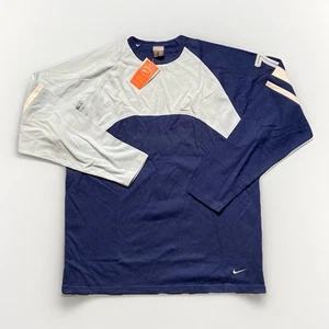 Nike Vintage Mens Large Size Mix Blue & White Thick Long Sleeve Cotton Top NWT - Picture 1 of 10