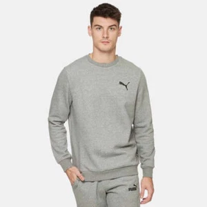 Puma Men's Essentials Small Logo Crew Fleece Sweatshirt - Grey Heather - Picture 1 of 3