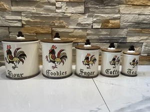 Vintage Mid Century Poppytrail By Metlox Provincial Kitchen Canister Set of 5 - Picture 1 of 20