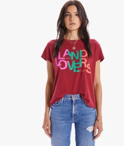 Anthropologie MOTHER Land Lovers Short Sleeve Tee Red Small NWT Cotton Linen - Picture 1 of 8