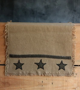 Table Runner 36 inch Primitive Black Star Burlap Country Kitchen Table Decor - Picture 1 of 5