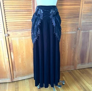 Falda Larga Diablo Moda Gótica Victoriana Vkei Terciopelo Negro Flora Reina XL-2XL - Imagen 1 de 14