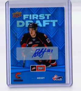 RILEY HEIDT '21/22 2021/22 Upper Deck CHL FIRST DRAFT BLUE AUTOGRAPH card #'d/25