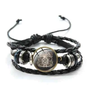 Bracelet YGGDRASIL (Arbre de vie) Cuir PU tressé avec médaillon verre bombé-NEUF - Imagen 1 de 2