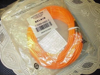 Belkin F2F202L0-20M ST-LC Multimode Duplex Fiber Patch NEW! - Image 1 of 2