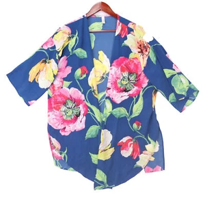 Mai Soli Women's Blue Open Front Kimono Top - Size Medium - Picture 1 of 5