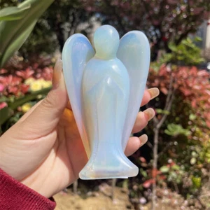 0.4LB 3.9"Opalite Angel Sculpture Quartz Crystal Carving Healing Decor Gift - Picture 1 of 10