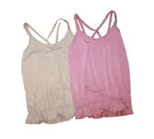 Gap Body Fit Tank Top Women's Lot of 2 Size S Beige & Pink Drawstring Adjustable - Picture 1 of 2