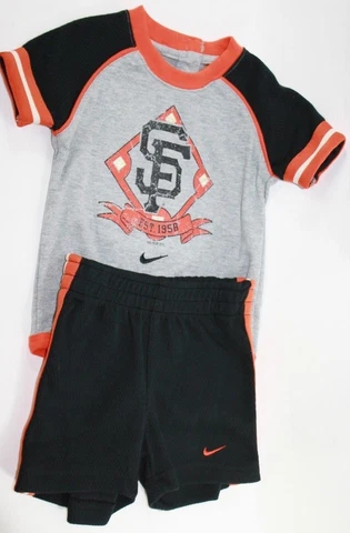 NEW Infant Toddler Kids Boys NIKE 2 piece SF Giants MLB Baseball Shirt & Shorts Cover