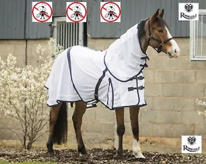 MESH FLY RUG Rhinegold Detachable Full Neck Combo Horse Rug white UV Protection - Picture 1 of 5