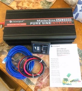 NOVOPAL MS2000 24 V Inverter Pure Sine Wave 2000 Watt 24V DC to 120V AC w/Remote - Picture 1 of 8