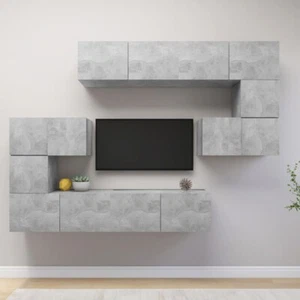 8-tlg. TV-Schrank-Set Betongrau Holzwerkstoff - Bild 1 von 9
