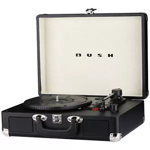 Bush Classic Retro 3 Geschwindigkeiten tragbarer Koffer Plattenspieler KTS-601 - schwarz 7307562 - Bild 1 von 9