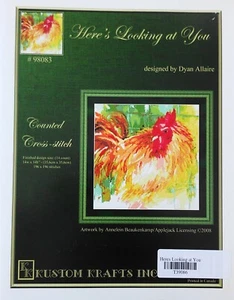 Kustom Krafts Heres Looking At You Rooster Dyan Allaire 196x196 Cross Stitch - Picture 1 of 2