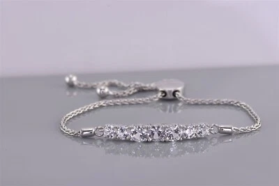 Pulseira KAZURI prata esterlina safira branca estação raposa bolo 925 ajuste 7,5" - Imagem 1 de 4