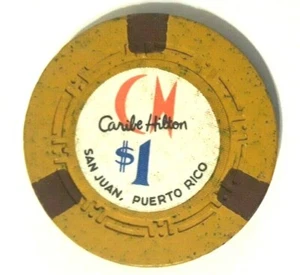 CARIBE HILTON Casino GdBn Chip CONDADO SAN JUAN Puerto Rico H token ficha poker - Picture 1 of 3
