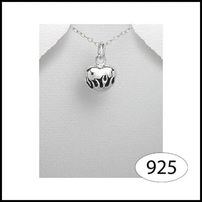 Ciondolo Per Donna Con Cuore In Fiamme e Catenina Argento 925 Gioiello A Collana - Immagine 1 di 2