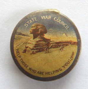 Antique 'State War Council' Tin Badge WW1 1918  Egypt Sphinx - Picture 1 of 3