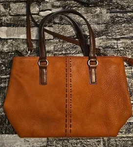 FOSSIL Coronado Stitch Leather Crossbody Purse Bag Zip Closure Caramel Brown - Picture 1 of 24