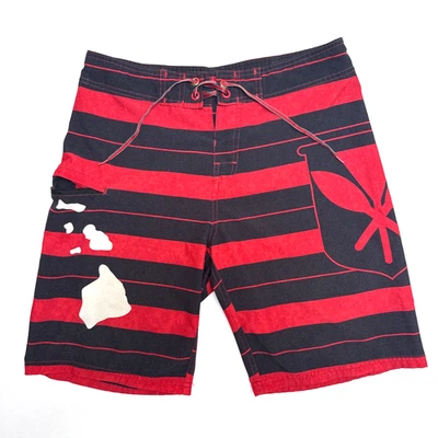 Wailoa Boys Board Shorts Swim Trunks Size 16 Black/Red with Hawaii Island Design - Image 1 of 4