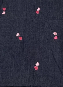 2+Yards of Lightweight Denim With Embroidered Hearts! For Clothes, Quilts &More - Picture 1 of 4
