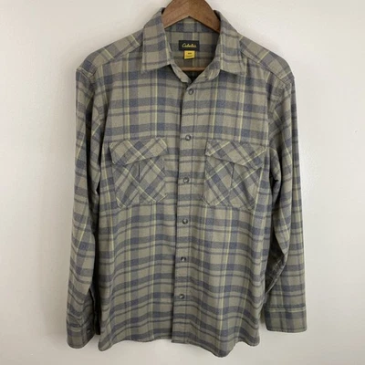 Cabela's Nylon Blend Shirt Mens Medium Multicolor Plaid Long Sleeve 2 Pocket - Image 1 of 4
