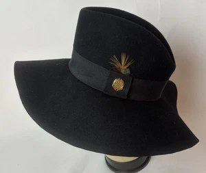 Cappello floppy Vince Camuto nero in feltro di lana Fedora con piuma taglia unica donna - Foto 1 di 8