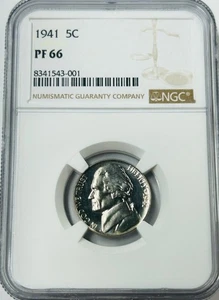 1941 Proof Jefferson Nickel NGC PF66 (Total Mintage 18,720) - Picture 1 of 8