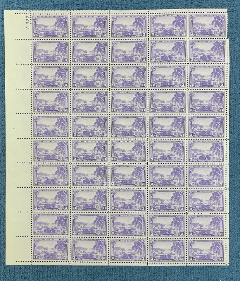 Scott #802, 3c Virgin Islands Territory, Mint sheet/50, UL #21732, NH (R14-54b) - Image 1 of 1