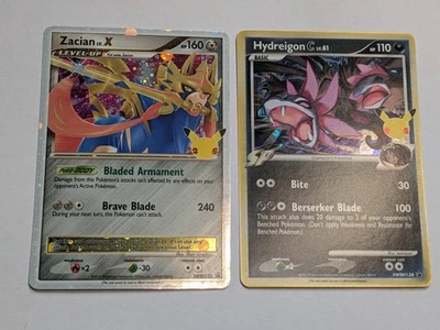 2x  25th PROMO SET - SWSH: Sword & Shield C  Zacian LV. X + Hydreigon C #SWSH135 - Image 1 of 4